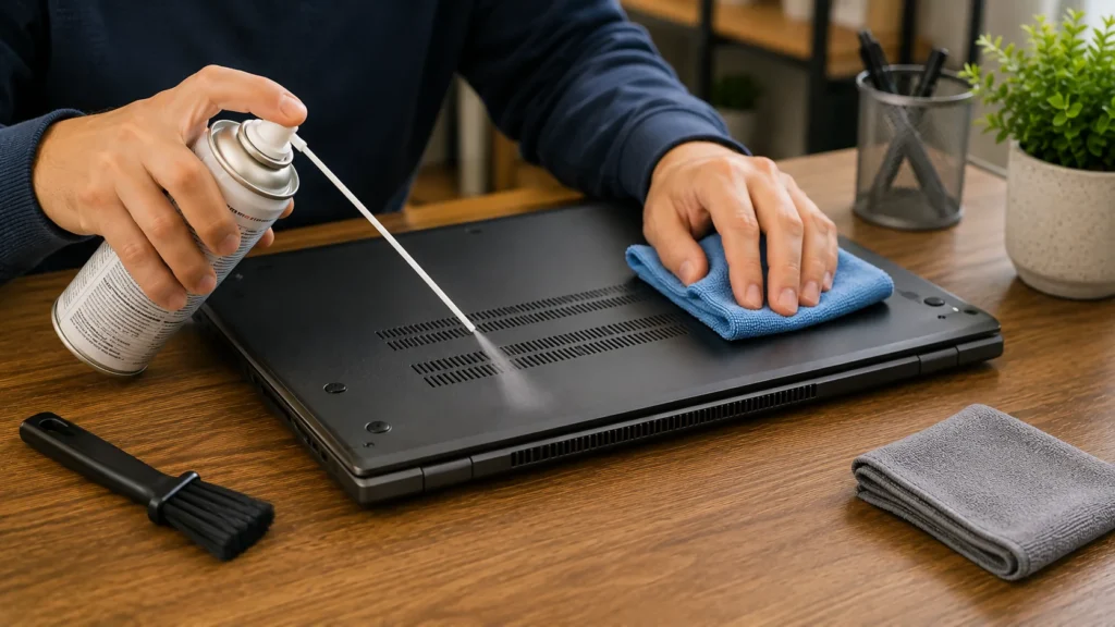 how to clean laptop fan without opening it