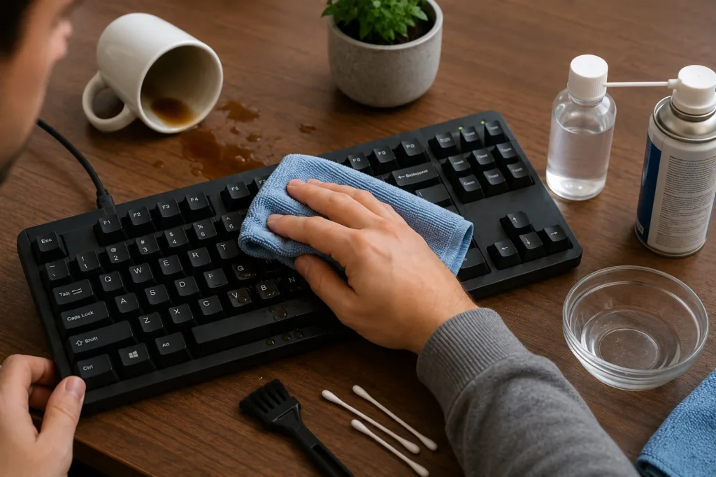 how to fix sticky keyboard keys after a spill